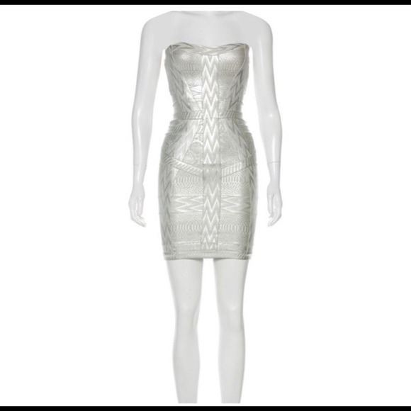Herve Leger Metallic strapless bandage bodycon - Picture 2 of 7